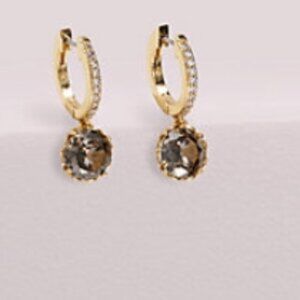 kate spade Gold Hoop Earrings with Smoky Crystal Drops